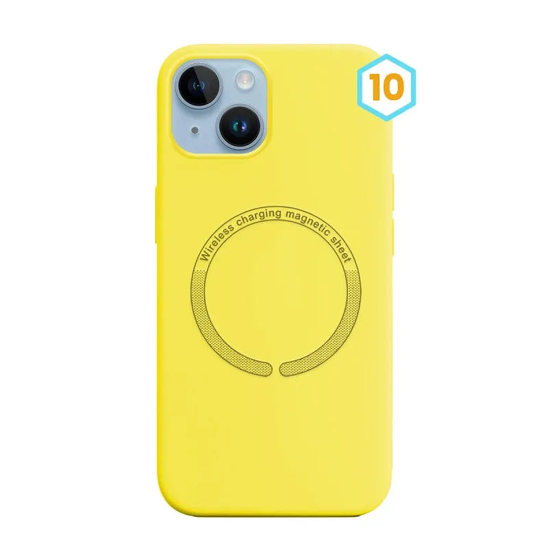 Силиконов калъф MagSafe Skin Effect—iPhone 15—Пистачо Жълто (10)