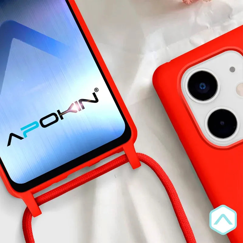 Силиконов калъф с връзка—iPhone 15 — Розово