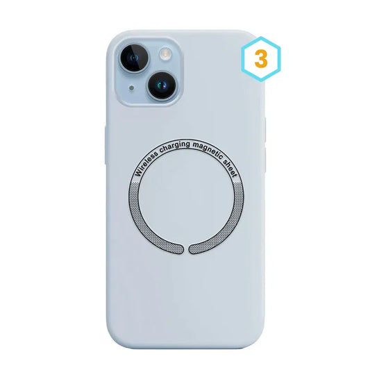 Силиконов калъф MagSafe Skin Effect—iPhone 15—Светлосин(03)