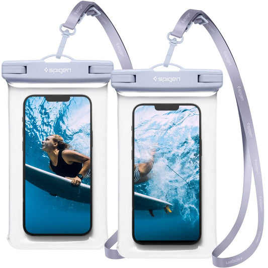 Spigen - (2 pack) Waterproof Case (A601) - IPX8, for Phone 3.5 - 7" - Aqua Blue