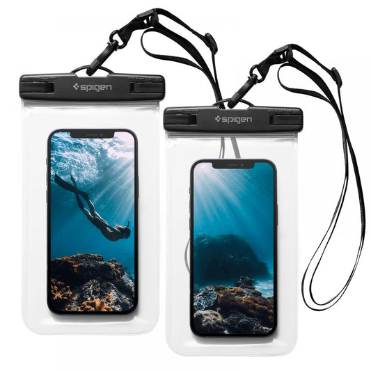 Spigen - (2 pack) Waterproof Case (A601) - IPX8, for Phone 3.5 - 7" - Clear