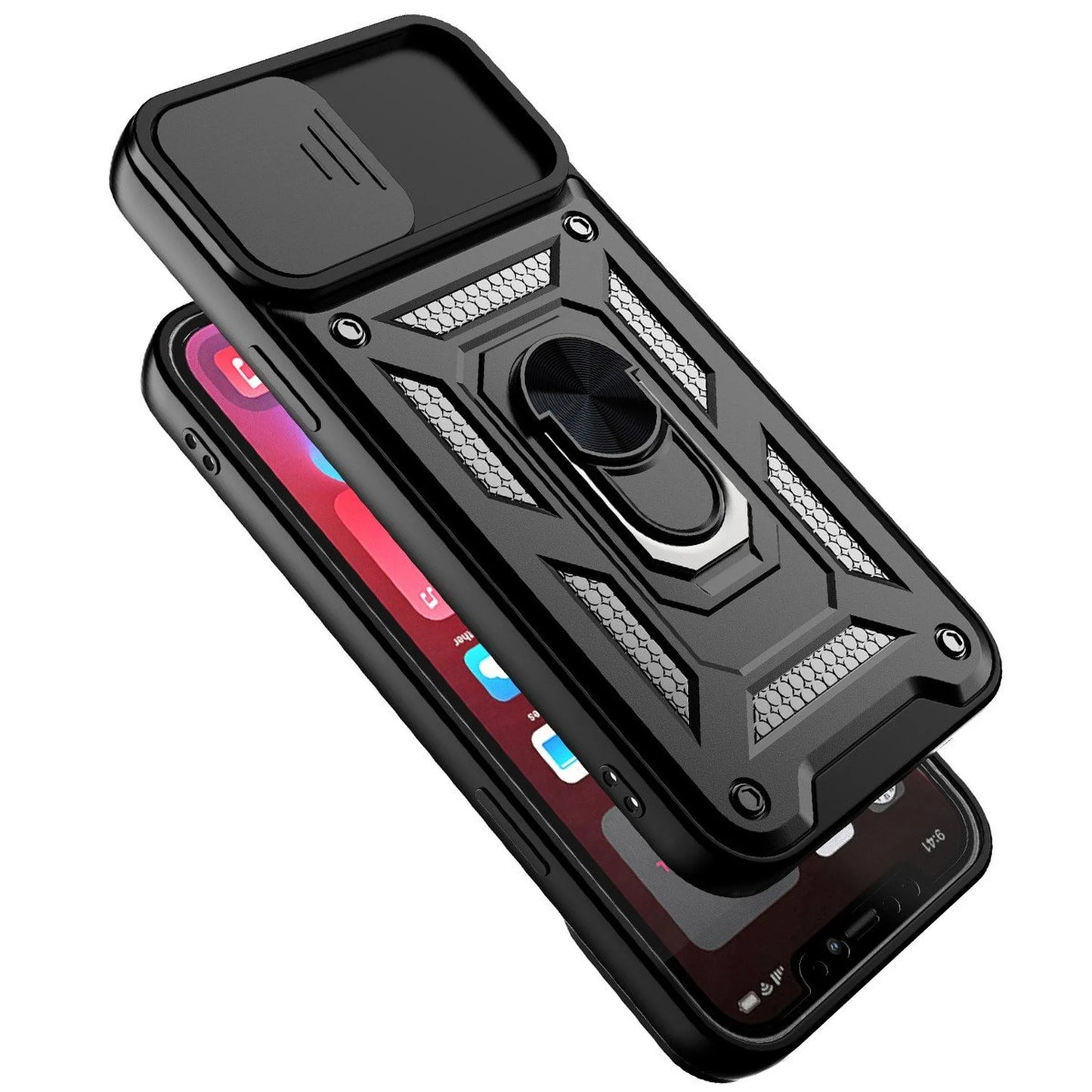 Калъф подсилен магнитен съпорт Camera Edge — Xiaomi Redmi 10C—Червено
