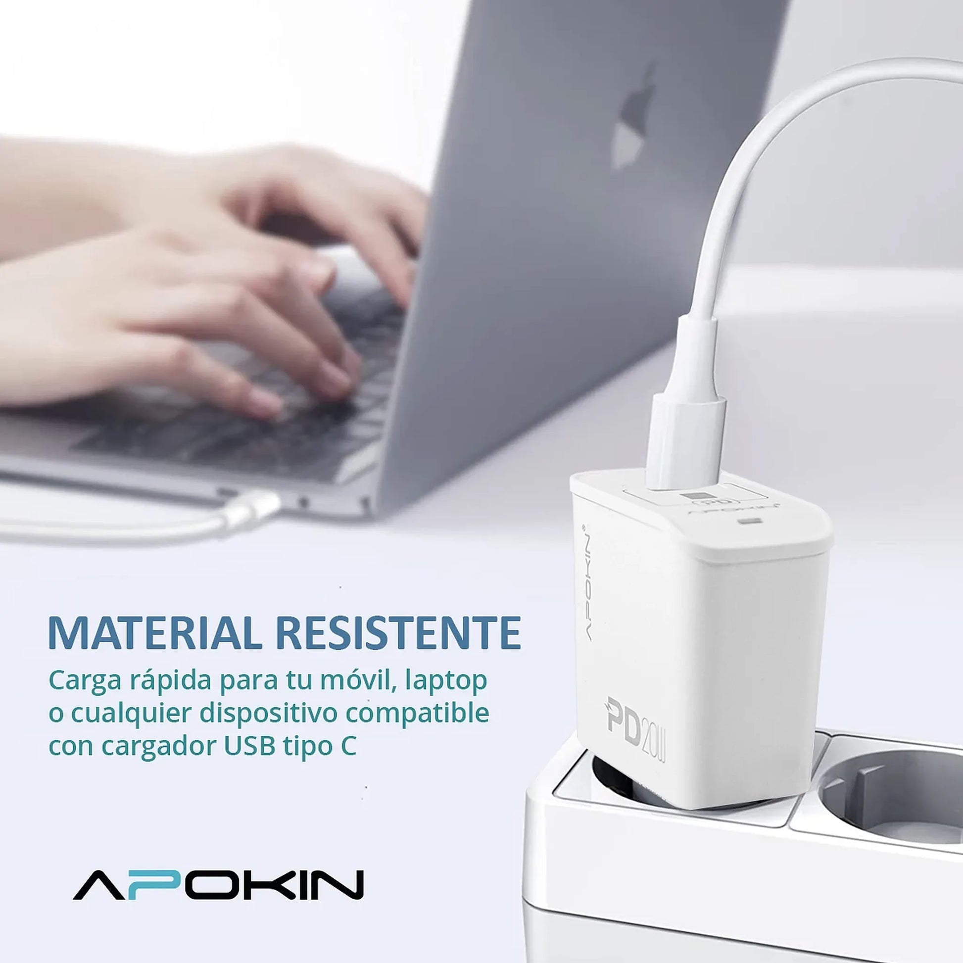 Заряден адаптер – PD 20W – интилигентен чип – USB-C – Бяло