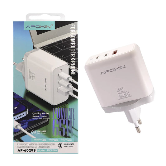 Супер ултра бързо —рядно устройство 65w 2 Type-C 1 USB Apokin PC806Y