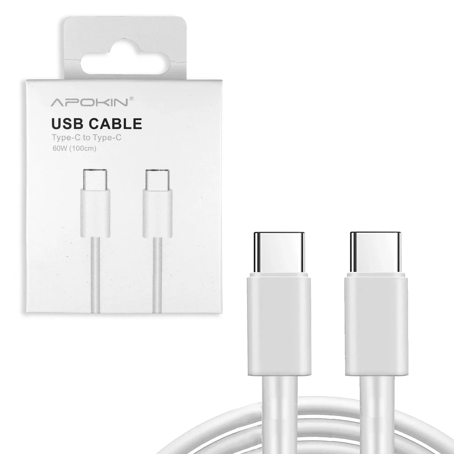 Кабел Type-C/Type-C (60W) за iPhone 15—1м.—Бяло